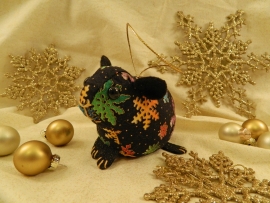 Black with Colorful Snow Guinea Pig Ornament