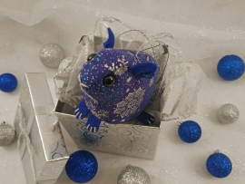 Dark Blue with Silver Snow Guinea Pig Ornament