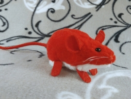 Red Mouse Plushie with White Belly