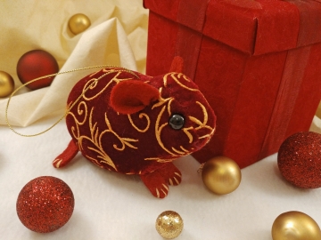 Maroon Velvet Guinea Pig Ornament