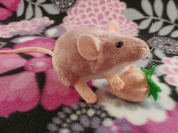 Pink Mouse Plushie with White Belly